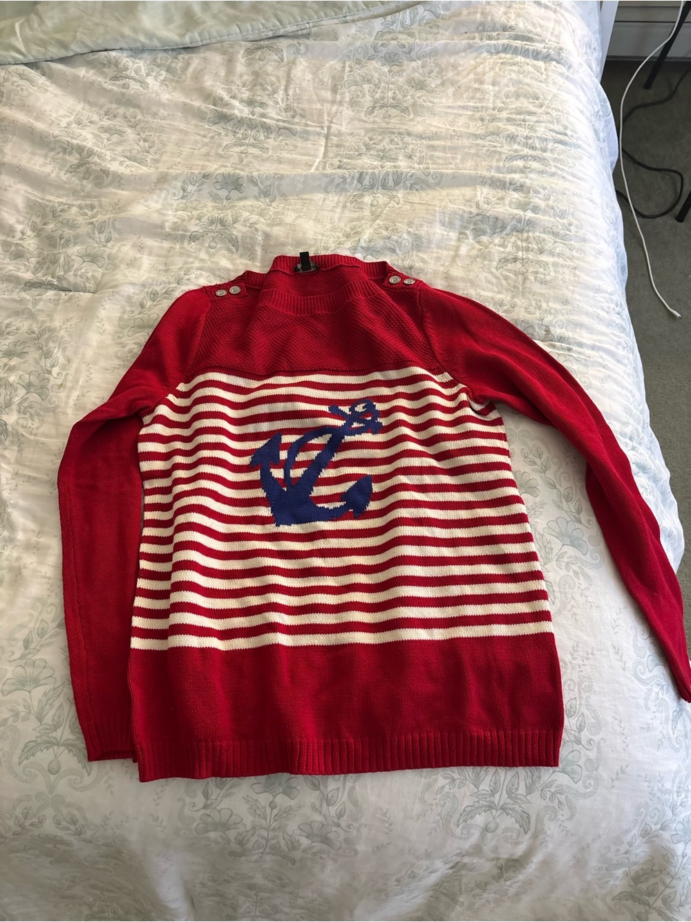 Red Striped Anchor Knit Sweater - Men